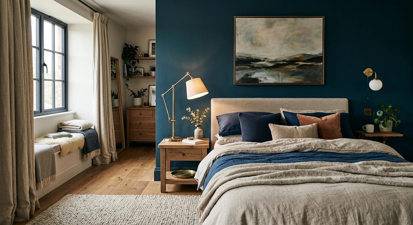 Blaue Wandfarbe innen 2026: Dunkelblau, Petrol & Taube