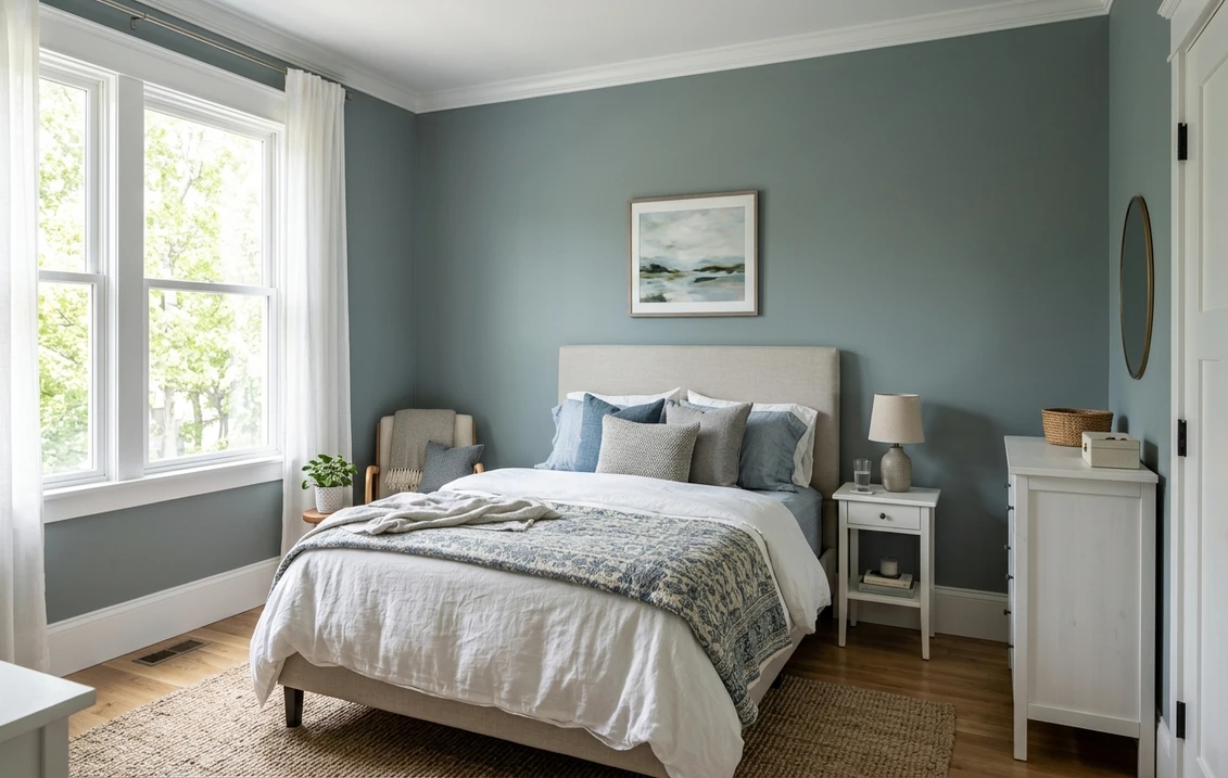 Benjamin Moore Van Courtland Blue HC-145 on an interior wall