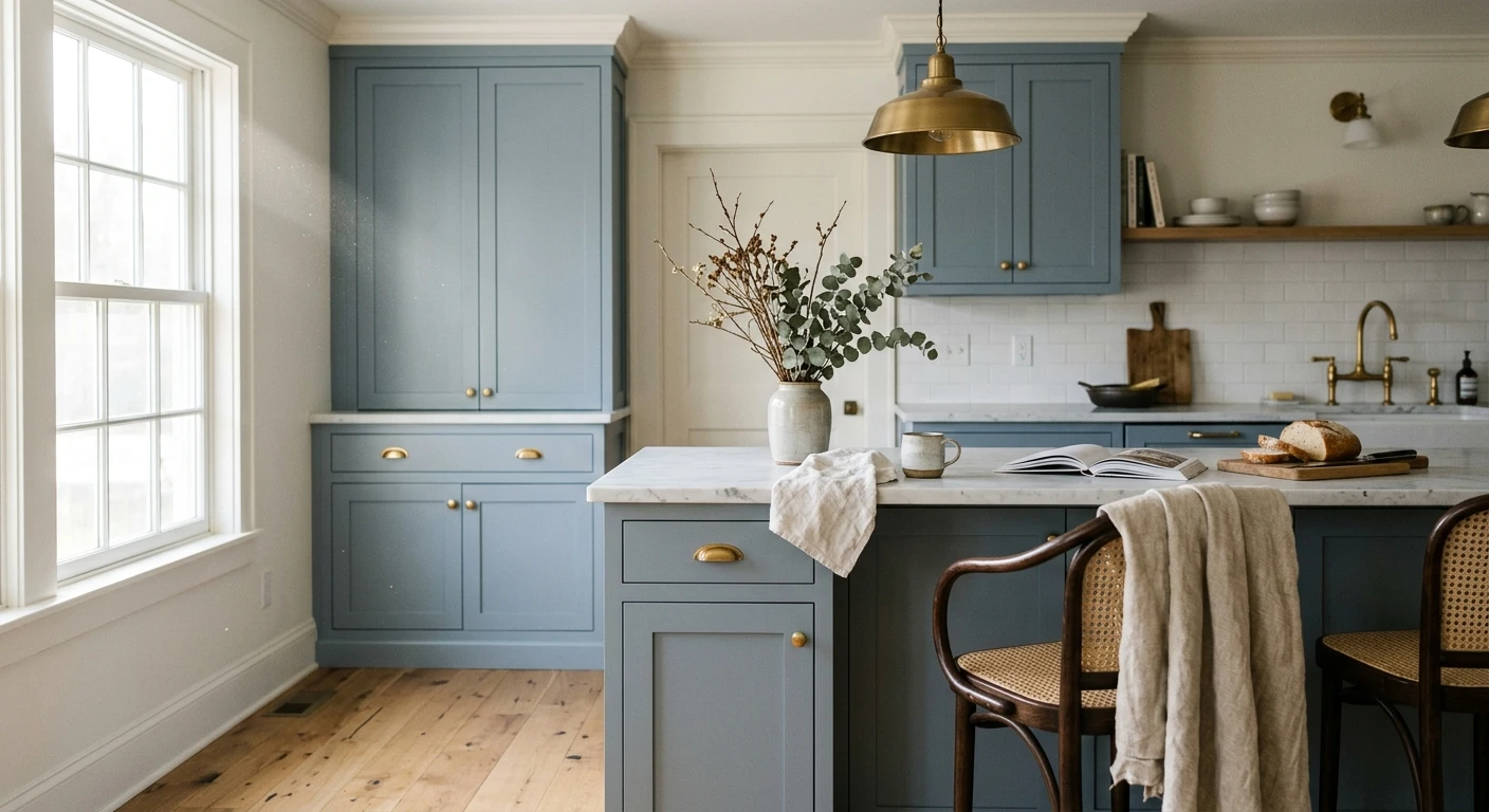 Blue-Gray Kitchen Cabinets: 12 Soft Color Picks