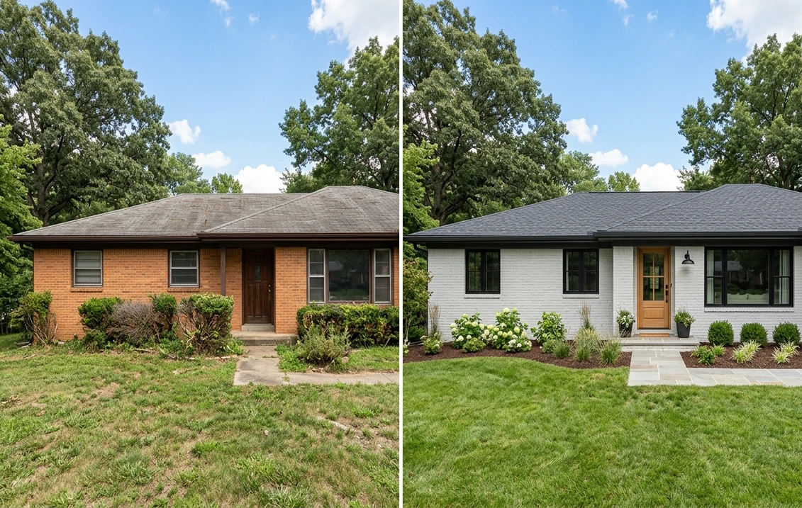 Brick House Exterior Makeover: Before and After