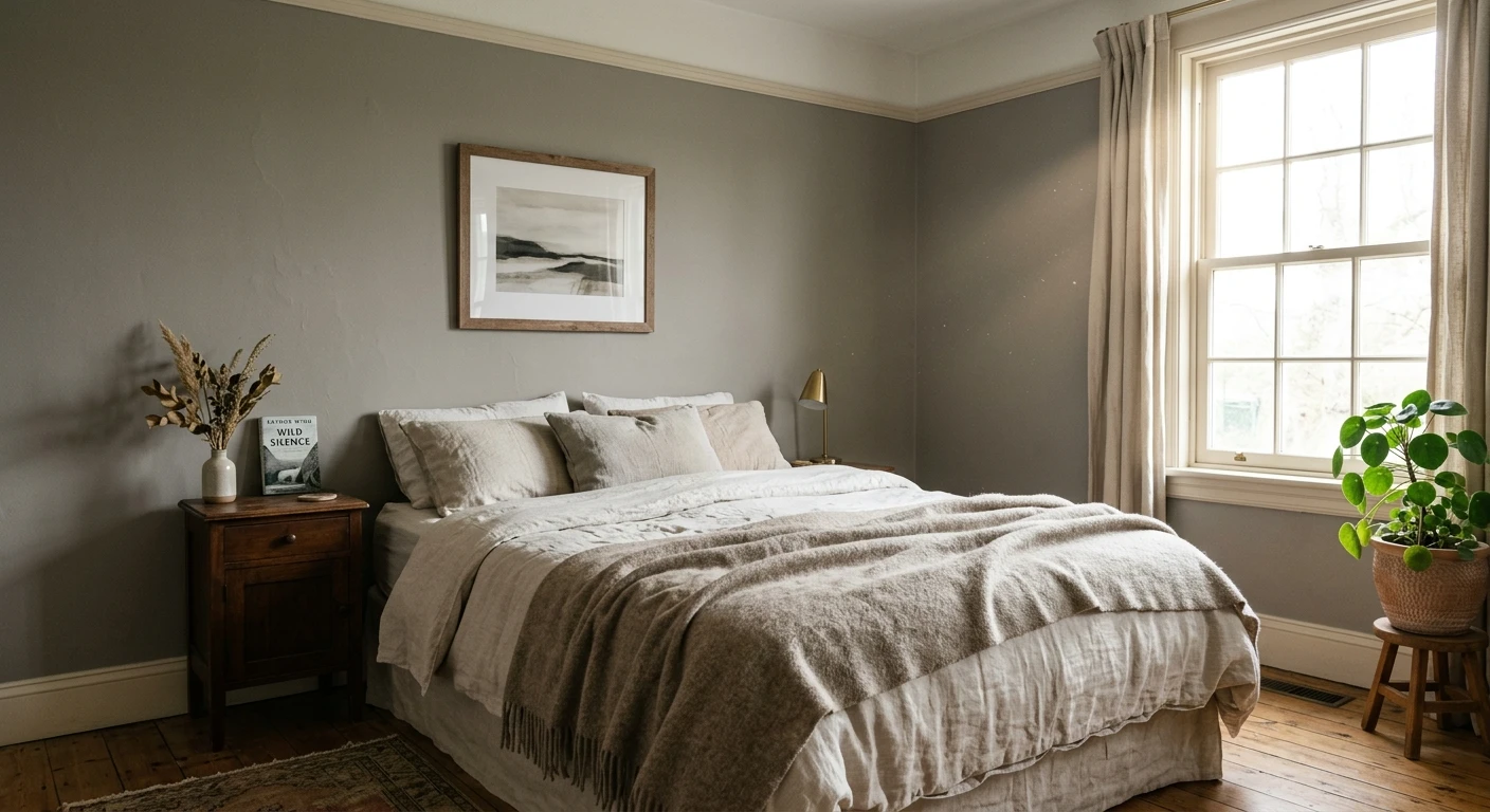 Balanced gray paint on an interior wall