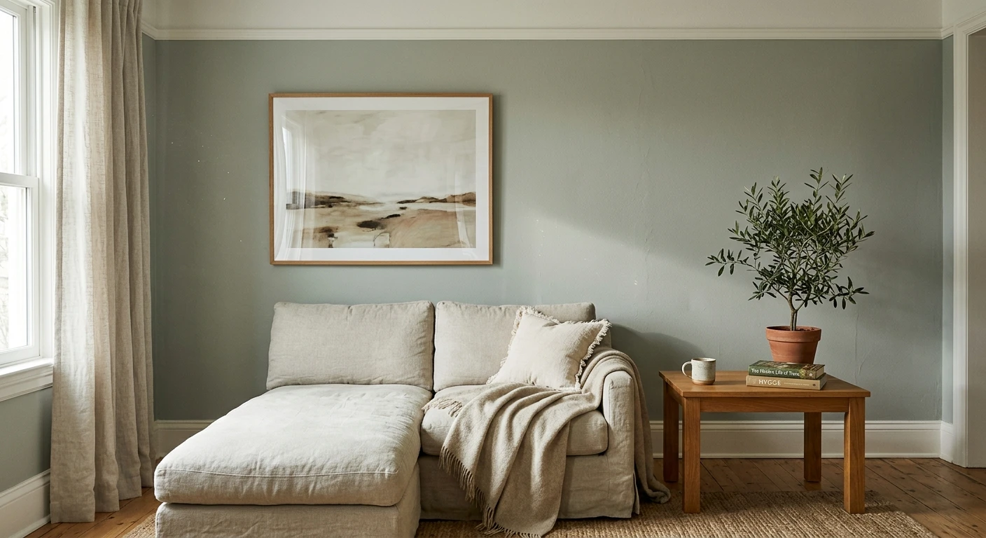 Sherwin-Williams Sea Salt SW 6204 soft blue-green on a living room wall