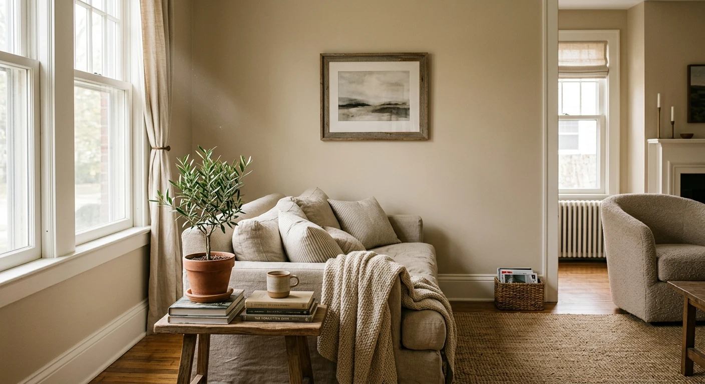 Soft beige paint on an interior wall