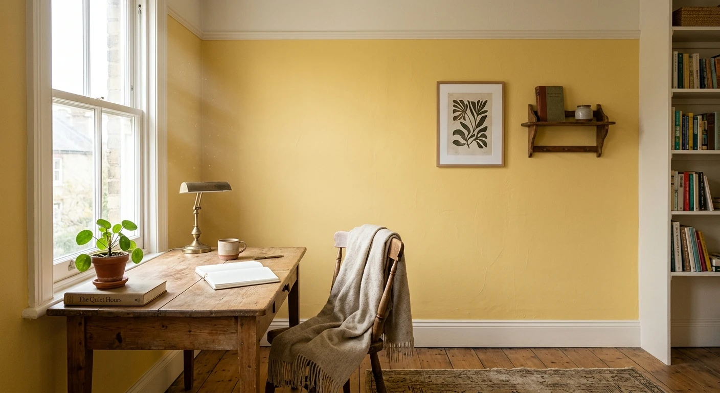 Soft warm yellow on an interior wall