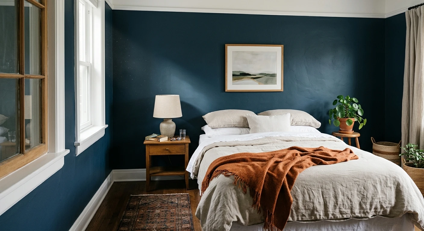 Benjamin Moore Van Deusen Blue HC-156 on a living room wall