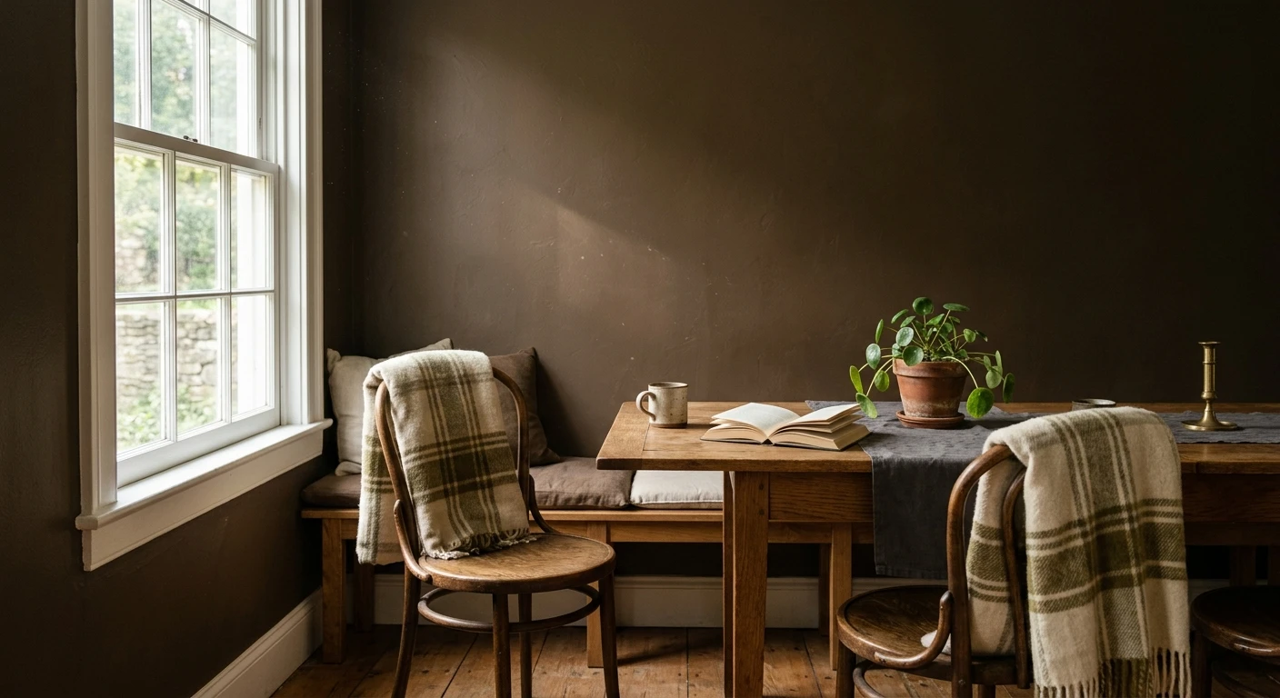 Deep brown bronze paint color on an interior wall