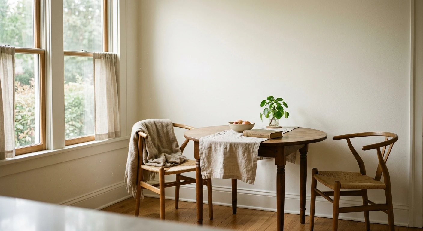 Warm white trim paint shown on interior woodwork