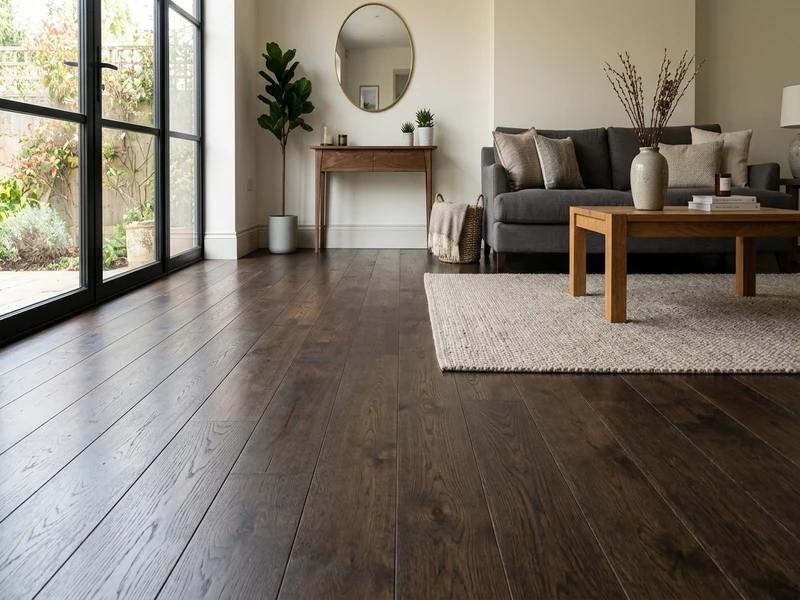 Minwax Dark Walnut 2716 wood stain on an interior hardwood floor