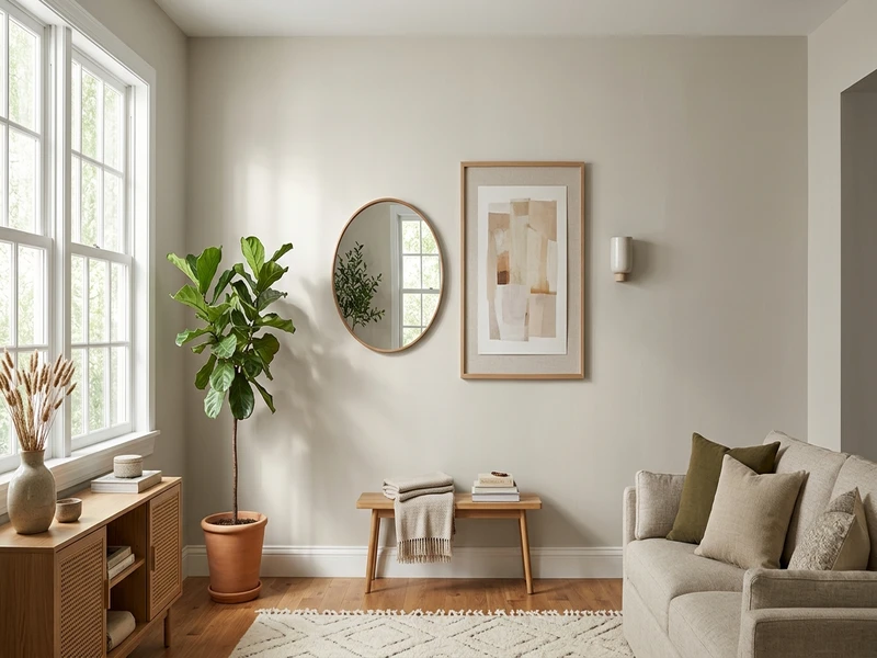 Behr Silver Drop 790C-3 soft warm greige on an interior wall