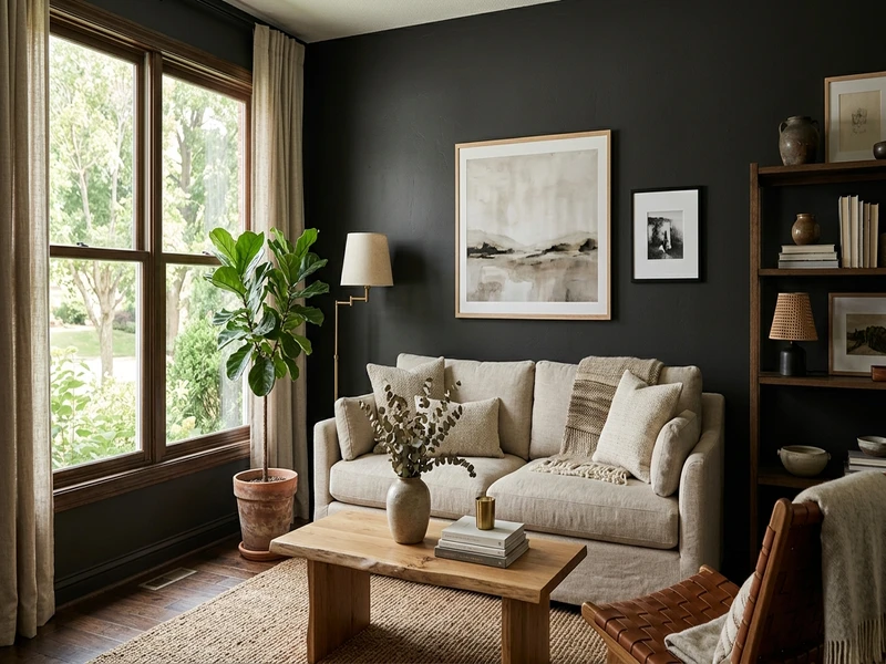 Sherwin-Williams Iron Ore SW 7069 on an interior wall