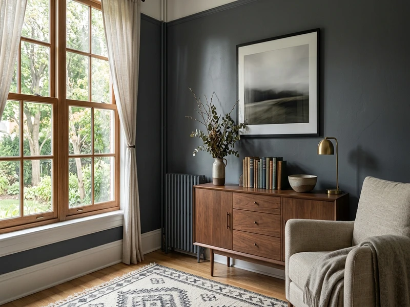 Sherwin-Williams Peppercorn SW 7674 on an interior wall