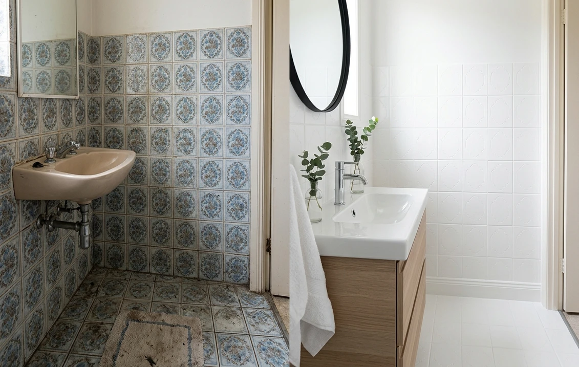 Paint Over Tile Before and After: Floors, Walls & Bath