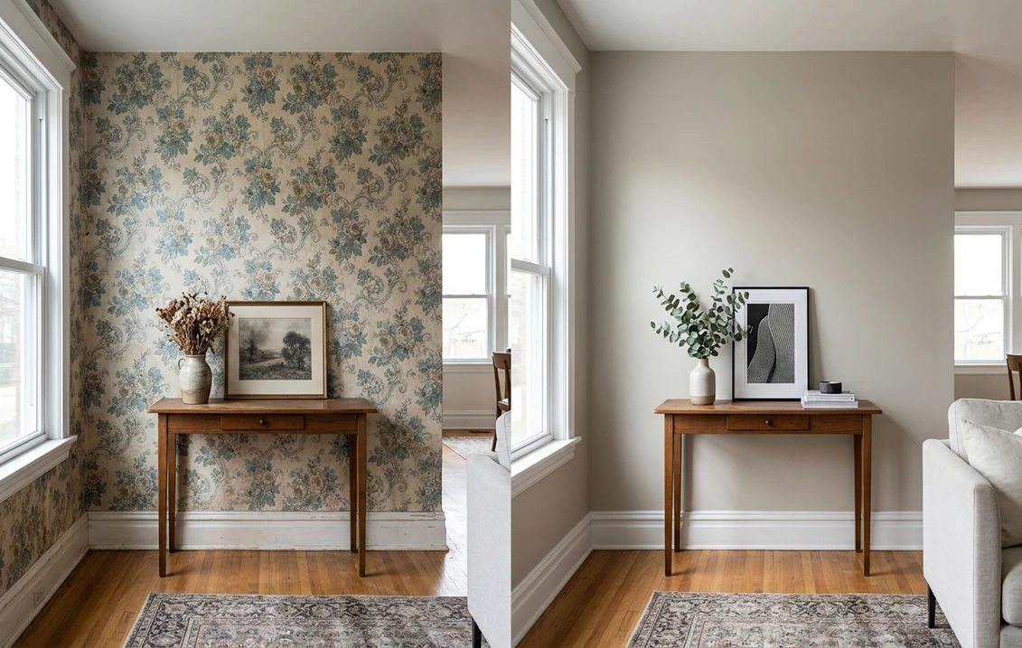 Paint Over Wallpaper Before and After: How It Looks