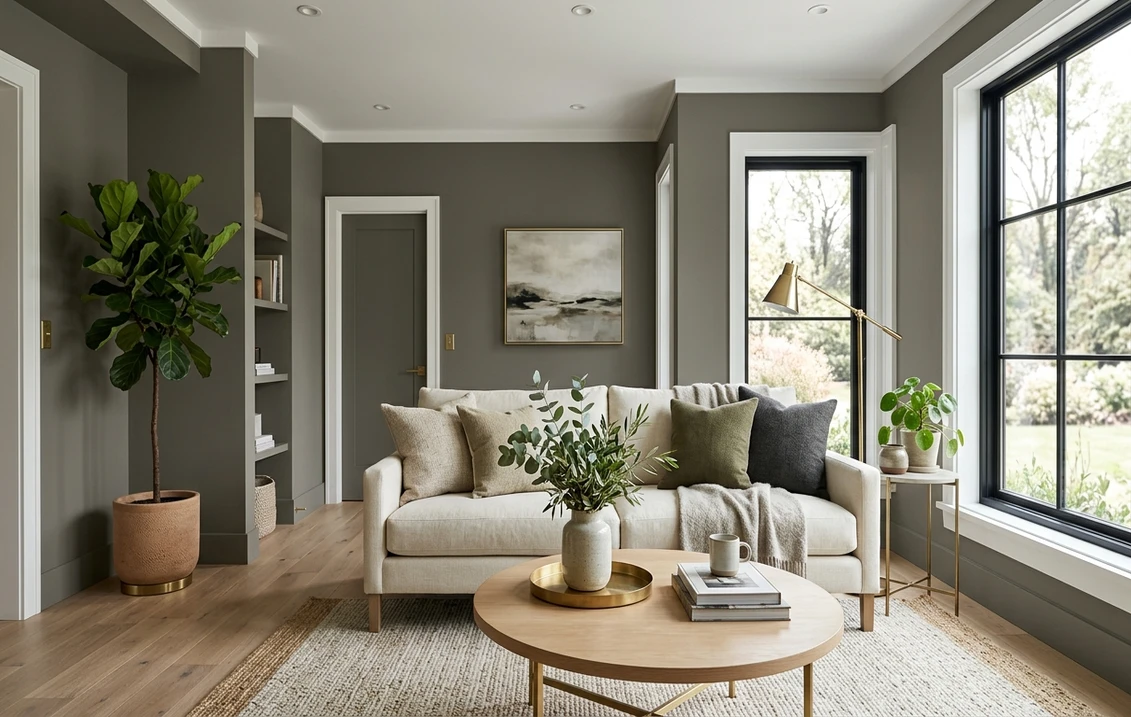 Sherwin-Williams Dorian Gray SW 7017 on an interior wall