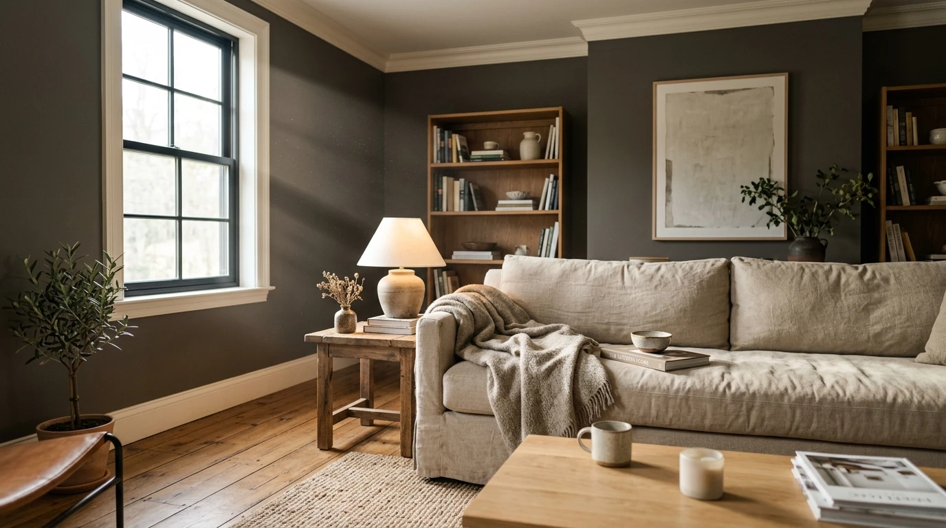 Sherwin-Williams Gauntlet Gray SW 7019 on an interior wall