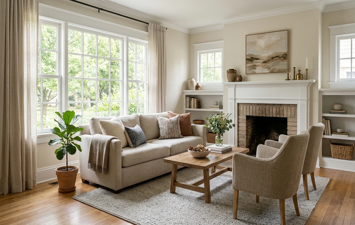Sherwin-Williams White Sand SW 7551 on an interior wall