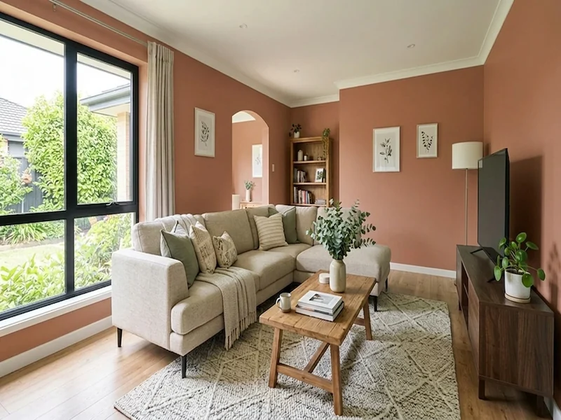 US home shown in Cavern Clay Sherwin-Williams SW 7701