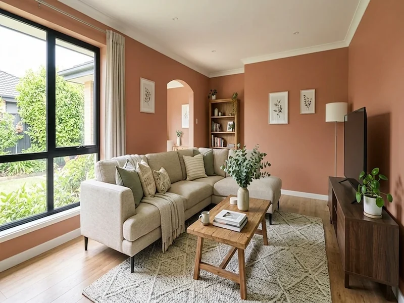 US home shown in Cavern Clay Sherwin-Williams SW 7701