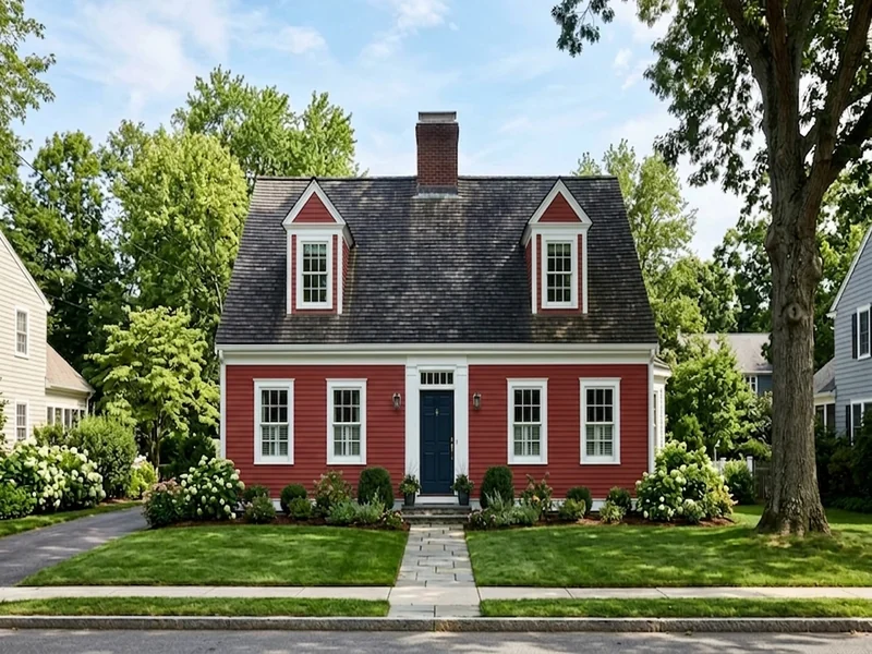 US home shown in Real Red Sherwin-Williams SW 6868