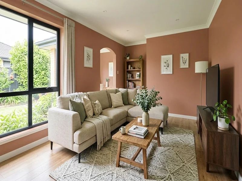 US home shown in Cavern Clay Sherwin-Williams SW 7701