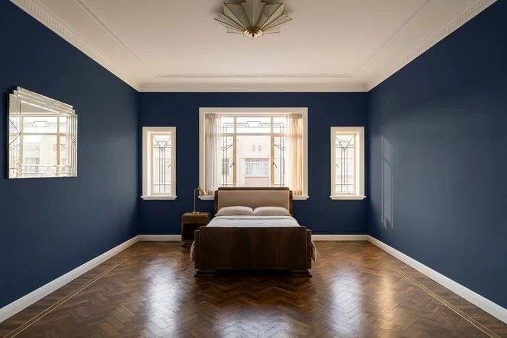 Bleu Nuit + Blanc Lin - Art Déco
