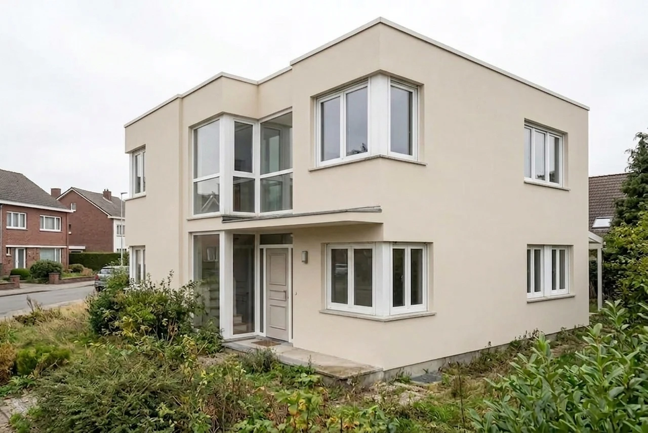 Fassade in Cremefarbe nach KI-Farbsimulation
