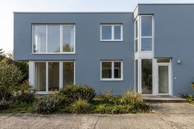 Façade en Bleu Gris après simulation couleur (IA)