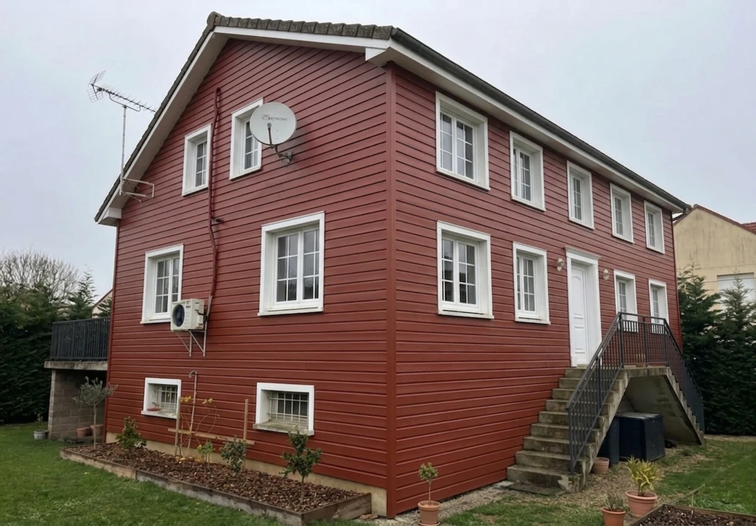 House facade in Southern Red after AI colour preview