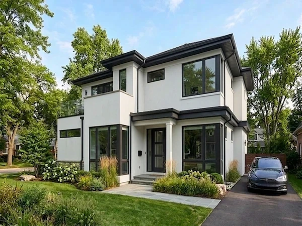 Contemporary stucco exterior, AI colour preview