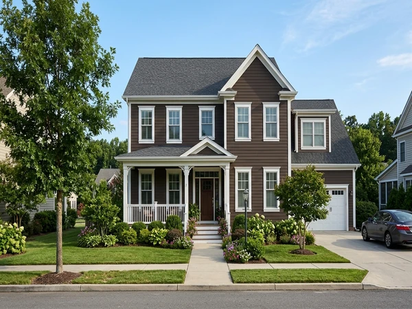 Exterior wall in BM Silhouette deep espresso brown, AI color preview
