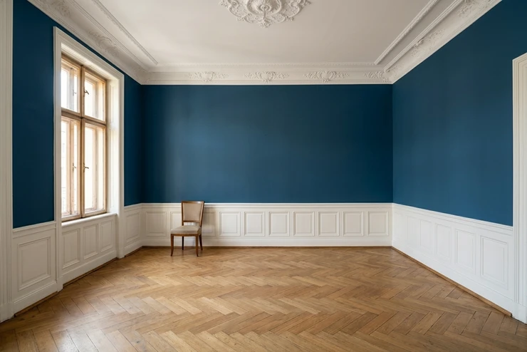 Ozeanblau + Reinweiss - Gruenderzeit Altbau Esszimmer