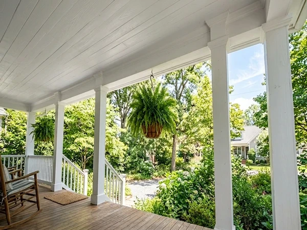 Front porch before AI color preview, neutral ceiling