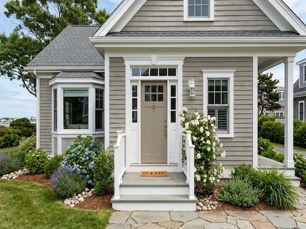 Exterior wall before AI color preview, neutral coastal home