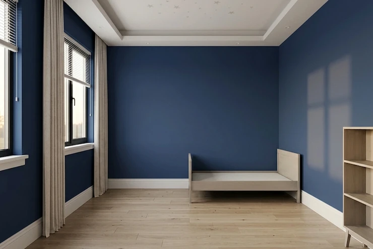 Galaxy Deep Navy + Star White - Space-Themed Modern Kids Room