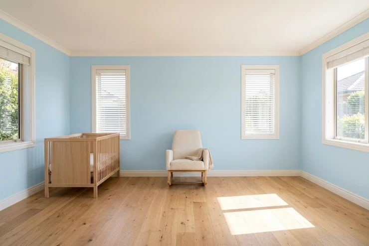 Sky Pastel Blue + Alabaster White - Genderless Modern Nursery