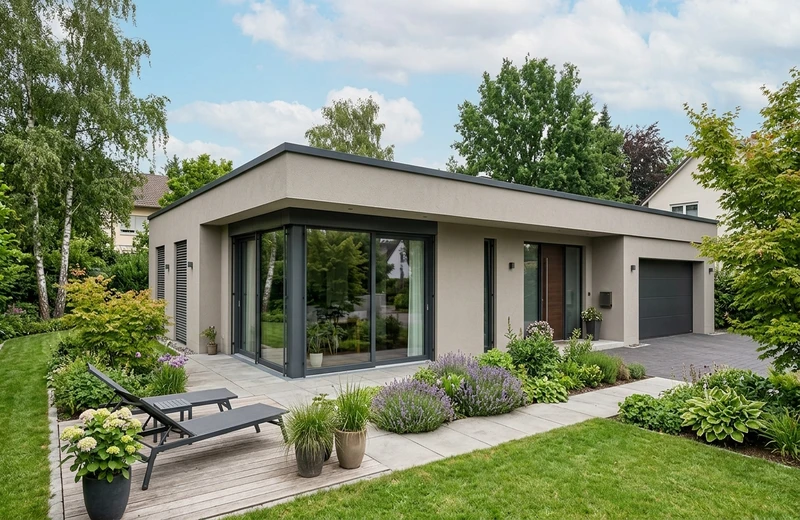 Bungalow, KI-Fassadenfarbvorschau