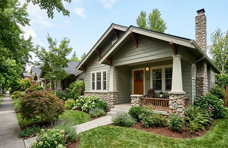 Craftsman bungalow, AI exterior color preview
