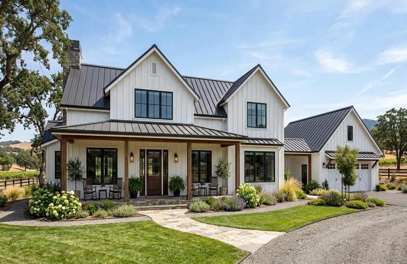 Modern farmhouse, AI exterior color preview